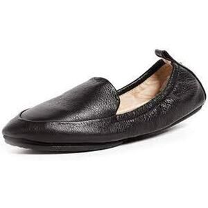 Yosi Samra Skyler Leather Loafer Shoes Slip On Pointed Toe Lightweight Black 7
